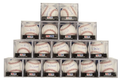 PSA Graded Single-Signed Hall of Fame Baseball Lot of (17) Including Ripken, Eckersley, and Bunning